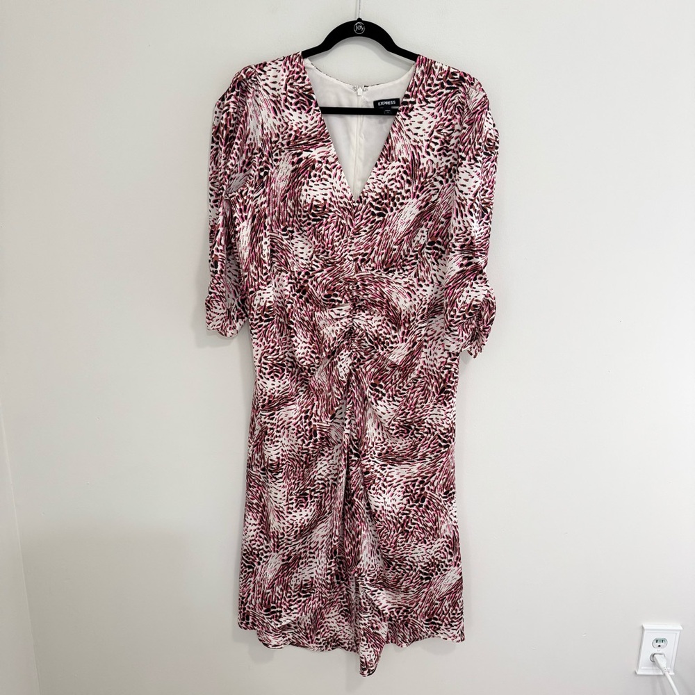 Express Ruched Front Midi Dress - Picture 2 of 7